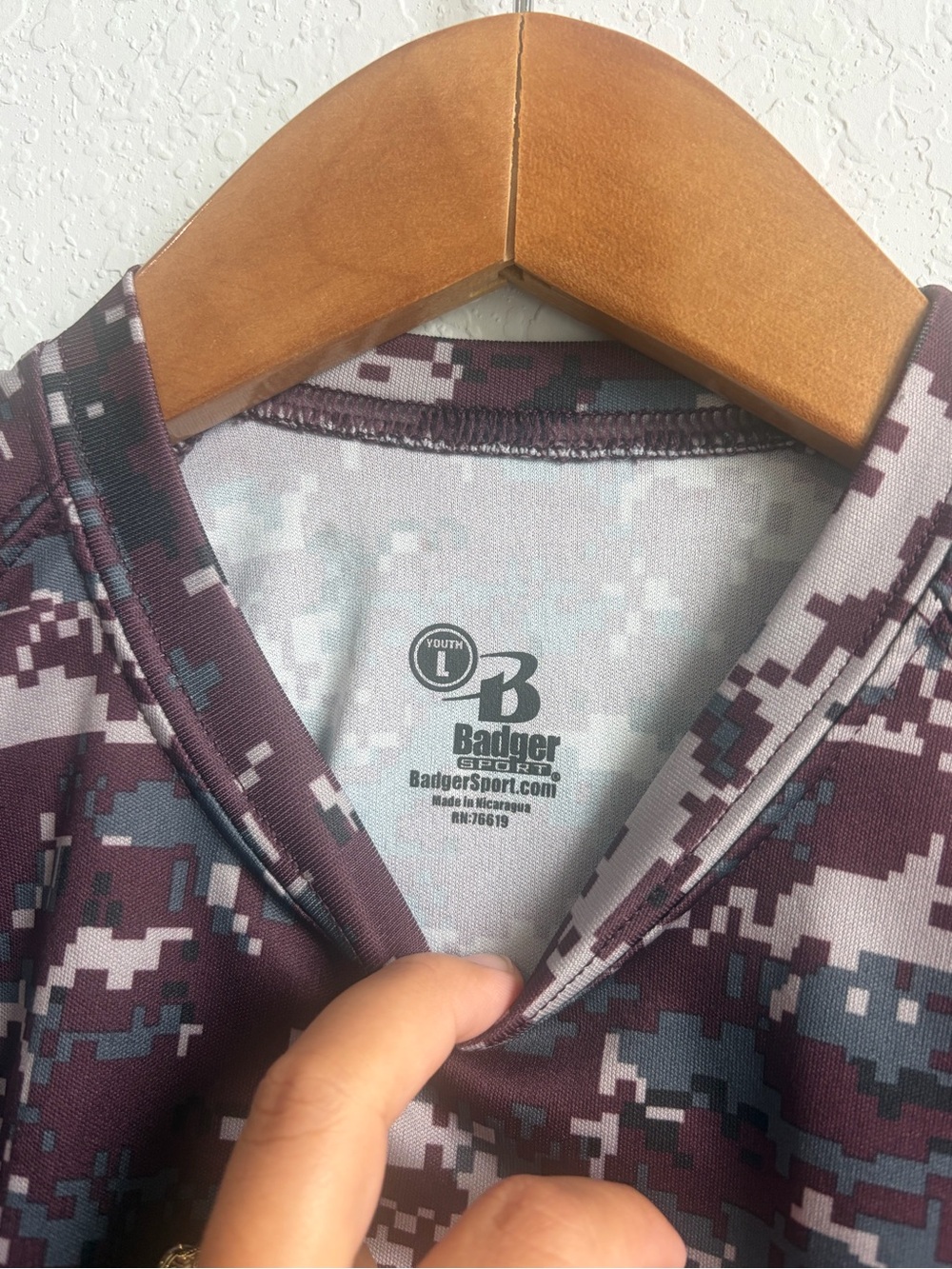 Texas A&M Kids Maroon Camo Baseball Tee by Nike - Picture 2 of 3